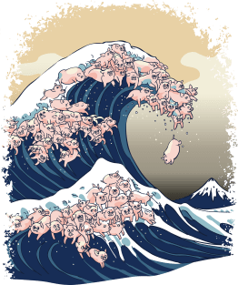 The Great Wave of Pigs Magnet