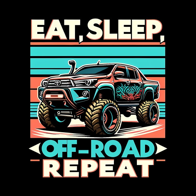 4x4 Adventure Series: 'Eat, Sleep, Off-Road, Repeat' Off-Roading Tee by Gelo Kavon