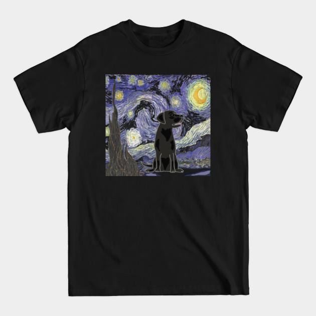 Discover Funny Black Labrador Starry Night Art - Starry Night - T-Shirt