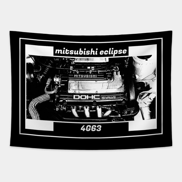 MITSUBISHI ECLIPSE D30 ENGINE (Black Version) Tapestry by Cero