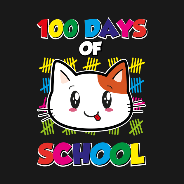 100 days of school Cute Cate Graphic by JohnRelo