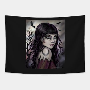 Crow Girl Digital Art Fantasy Woman by Molly Harrison Tapestry