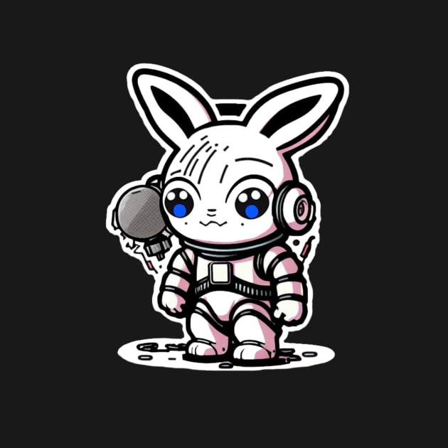 Cute anime style bunny sticker in pink by newbeltane