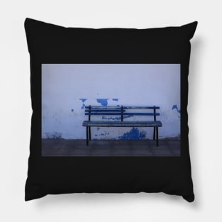 blue bench Pillow