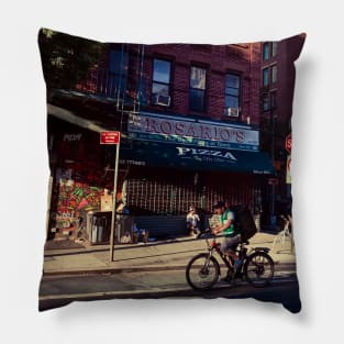 Lower East Side Biker Manhattan Street NYC Pillow