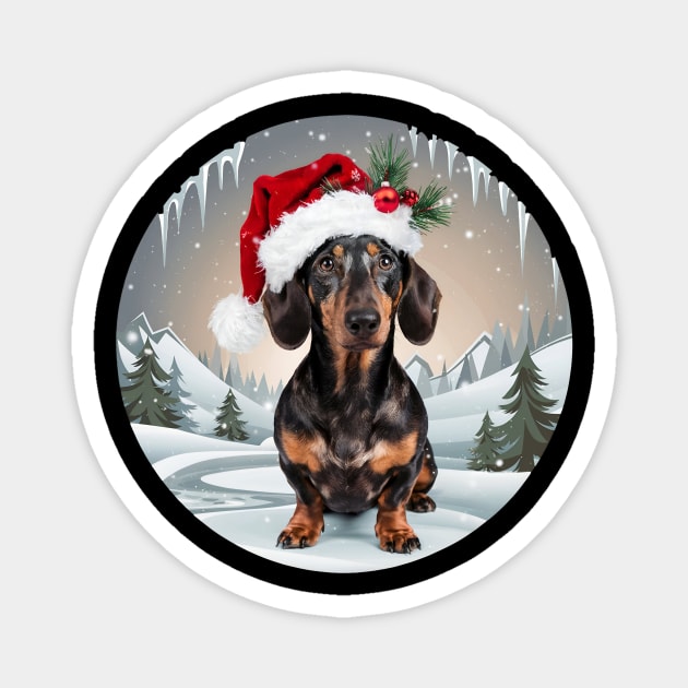 Christmas dachshund Magnet by Jo Palmer