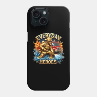 Heroic Firefighter Battles Blaze Phone Case