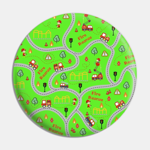 Fireman cute seamless kids pattern bright green Pin by Arch4Design