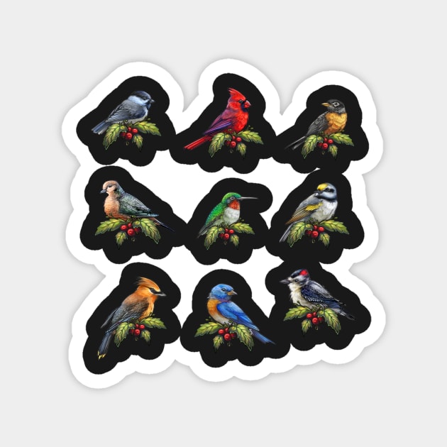 Holiday Bird Sticker Set 1 Magnet by CassWArt