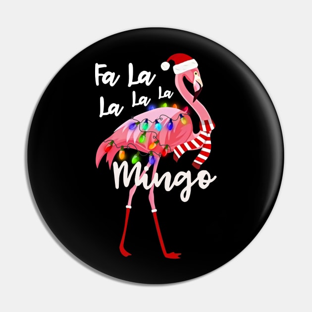 Fa La La La La Mingo Santa Flamingo With Christmas Lights Pin by TeeAbe