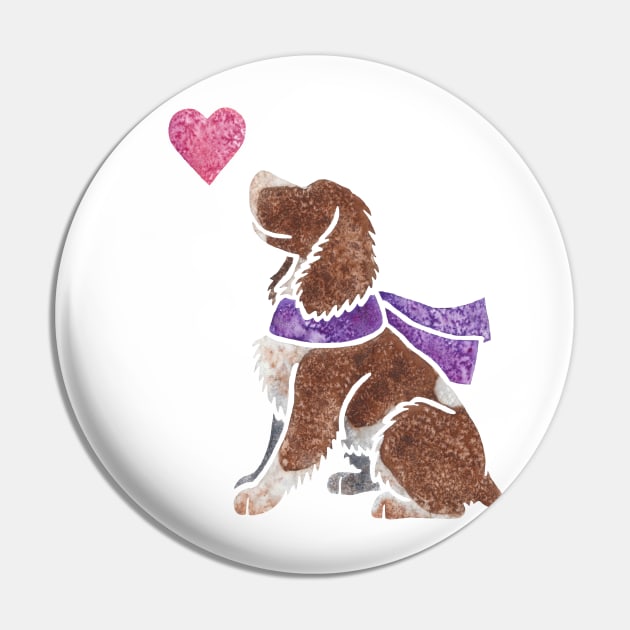 Watercolour Springer Spaniel Pin by animalartbyjess