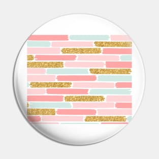 Golden pastel subway stripes II Pin