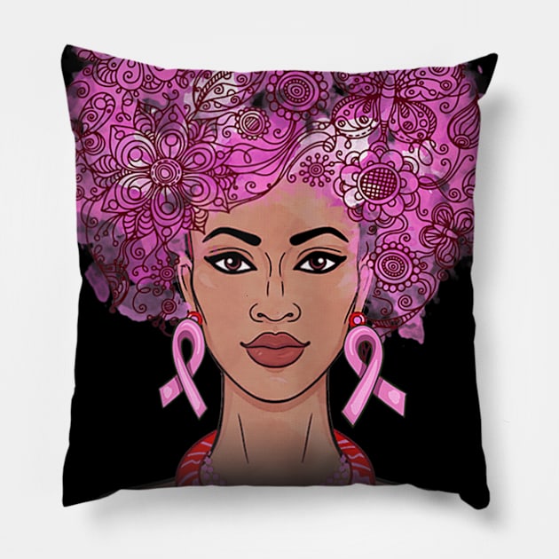 Womens Breast Cancer Warrior Black Women funny History Month gift Pillow by Ortizhw