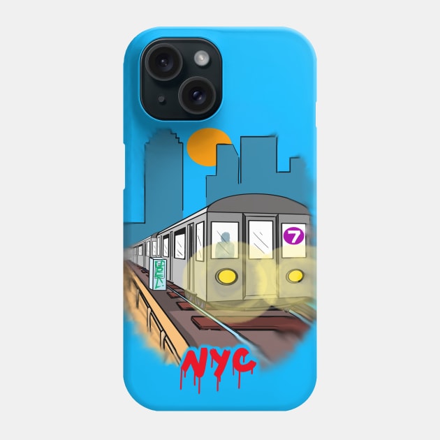 NYC Subway Series 7 Train Phone Case by EZPAINT