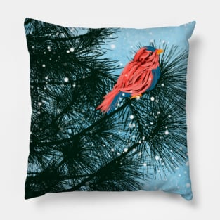 bird in pine tree Pillow