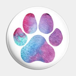 Purple and Blue Watercolor Paw Print Pin