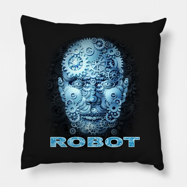 Robot Made Out of Gears Pillow by lightidea