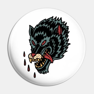 angry wolf Pin