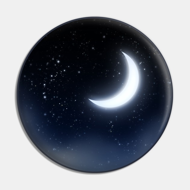 Crescent Moon in the starry sky Pin by AnnArtshock