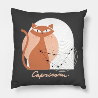 Capricorn Zodiac Cat Modern Astrology Horoscope Kitty Pillow