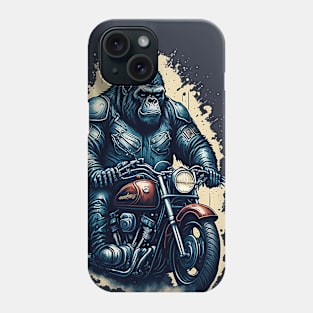 Gorilla riding a classic motorcyle Phone Case