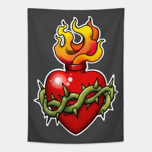 sacred heart tattoo style Tapestry