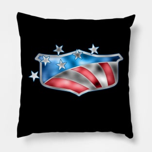 Flag Shield- Brushed Steel Pillow