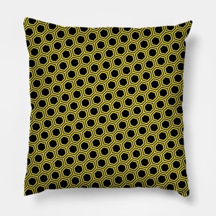 Pattern hexagon gold on black background Pillow