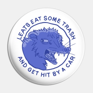 Let's Eat Trash & Get Hit By A Car (blue) Pin