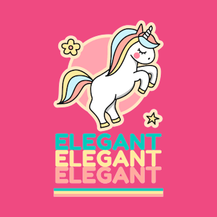 Elegant Repeat Typography & Cute Unicorn Colorful T-Shirt