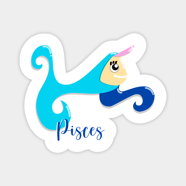 12 Zodiac Signs Astrology - Pisces Magnet by FnDoodle