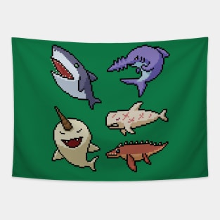 Pixel Monster Fish Tapestry