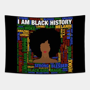I Am Black History Afro Black Woman Tapestry