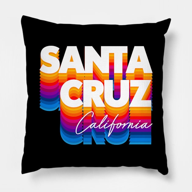 Santa Cruz, CA \/\/\ Retro Typography Design Pillow by DankFutura