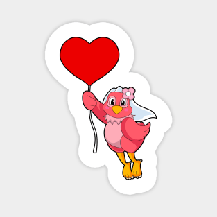 Bird as Bride with Veil & Heart Balloon Magnet