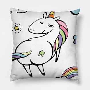 Unicorn Buns with Rainbows Pillow