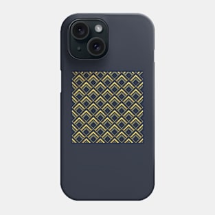 Art Deco diamond pattern navy and gold Phone Case