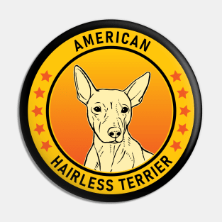 American Hairless Terrier Dog Portrait Pin