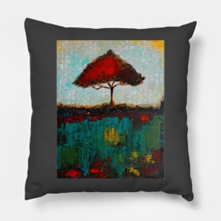 Abstract Red tree Pillow