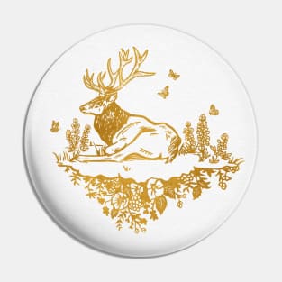 Yellowstone National Park Gold Elk Art Print Pin