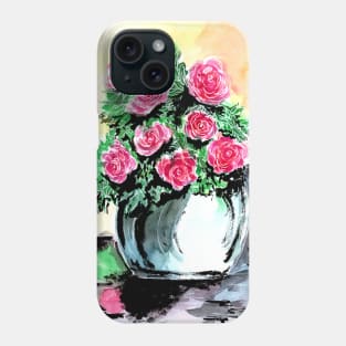 Red Peonies in Vase Phone Case