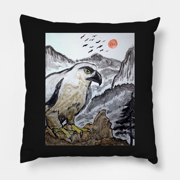 Raptor of the Mountain Pillow by Spiritjay
