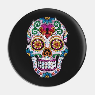 Diamond Bling Shiny Sugar Skull Diamond Skull Pin