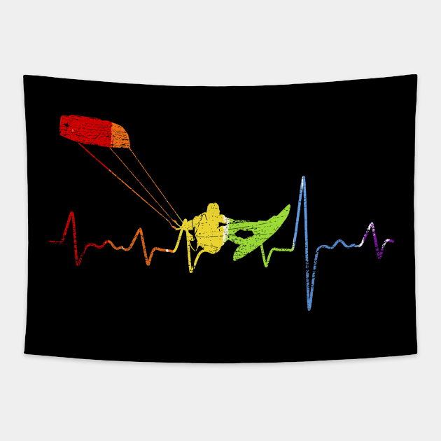 Retro Heartbeat Kitesurfing Tapestry by ShirtsShirtsndmoreShirts