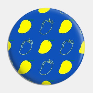 Yellow Ripe Mangoes Pattern in Sapphire Blue Background Pin