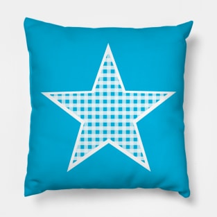 Blue and White Gingham Star Pillow