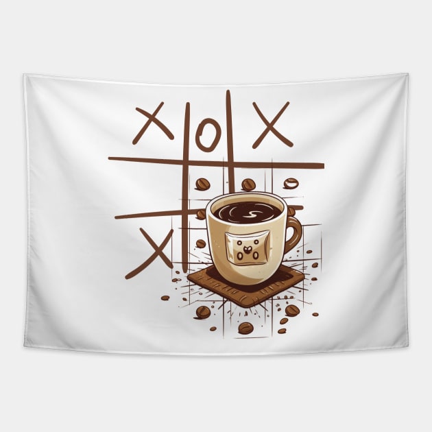 A Cup Of Coffee And Tic-Tac-Toe Tapestry by Positive Designer