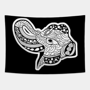 Elegant mandala elephant in black and wihte Tapestry