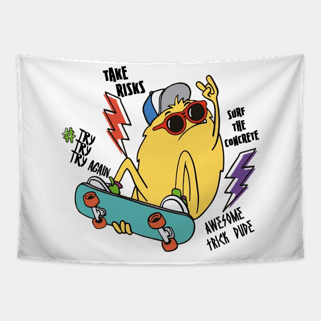 Funny And Crazy Skater Monster For Awesome Skateboarding Friends With Mental Disorder - international friendship Tapestry by mohamedmachrafi96@gmail.com