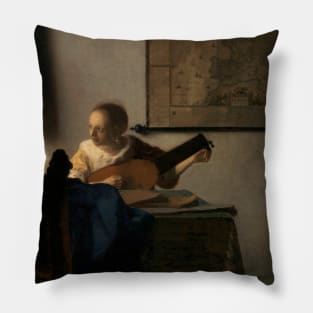 Young Woman with a Lute (ca.1662–1663) by Johannes Vermeer. Pillow